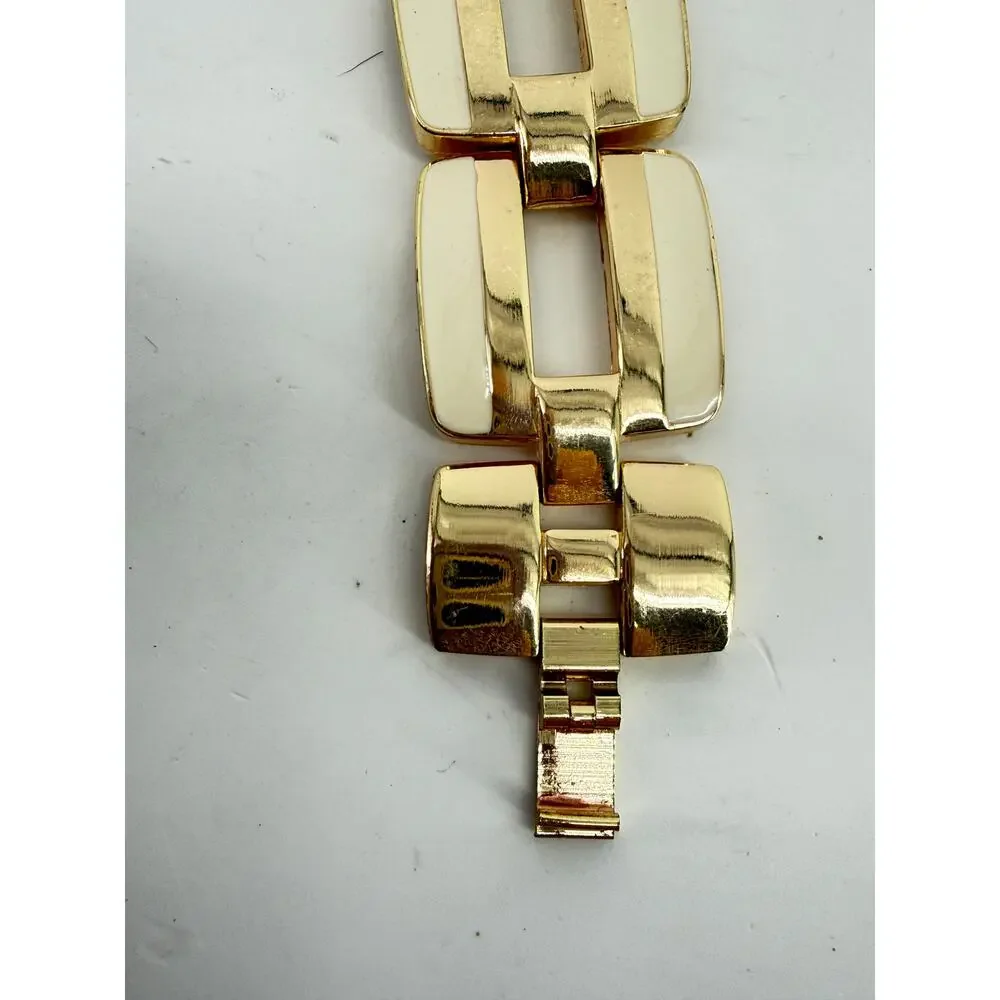 New Vivani Gold Tone Bracelet Watch Chunky Link Statement Jewelry Deadstock